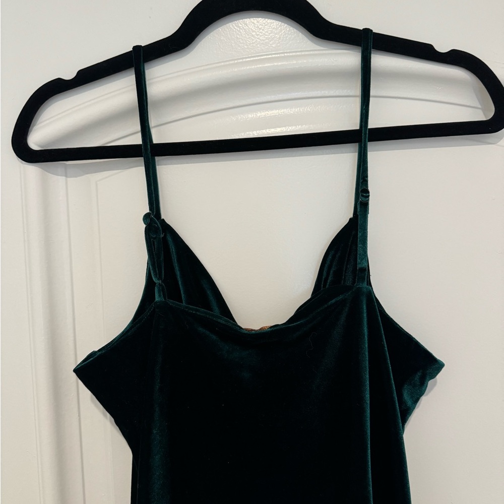 Skies Are Blue Green Velvet Midi Dress - Picture 8 of 8